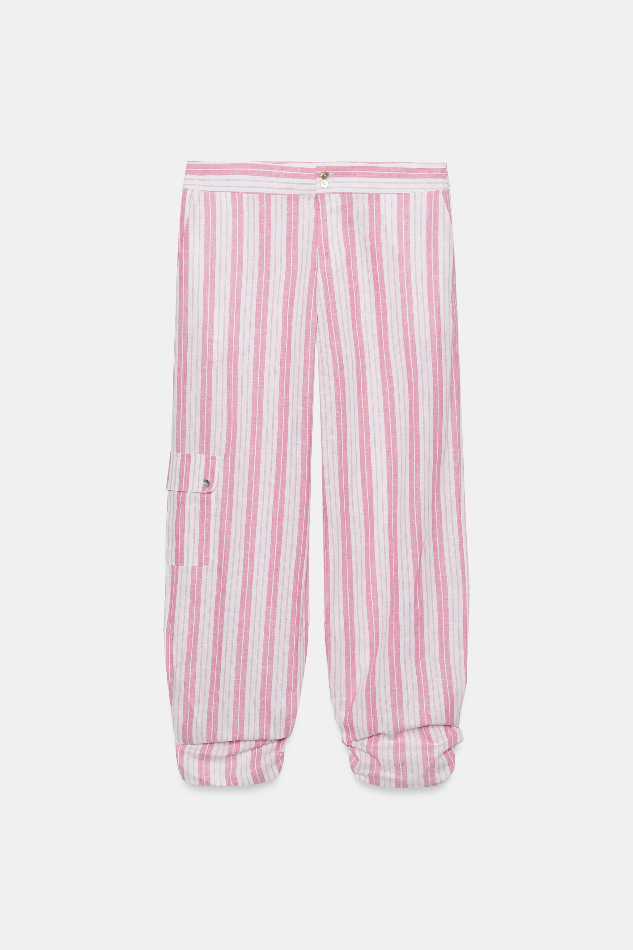 PANTALON À RAYURES ET PLIS